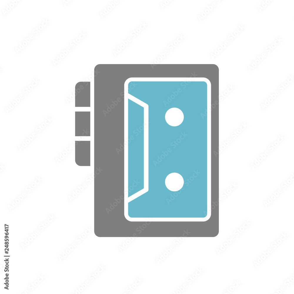 Poster cassette player icon on white background for graphic and web design, modern simple vector sign. inte