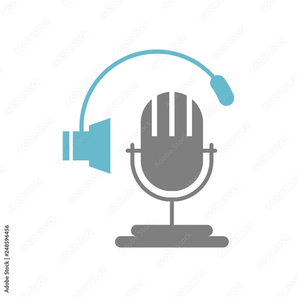 Poster microphone icon on white background for graphic and web design, modern simple vector sign. internet 