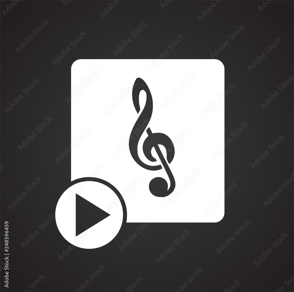Poster music icon on black background for graphic and web design, modern simple vector sign. internet conce