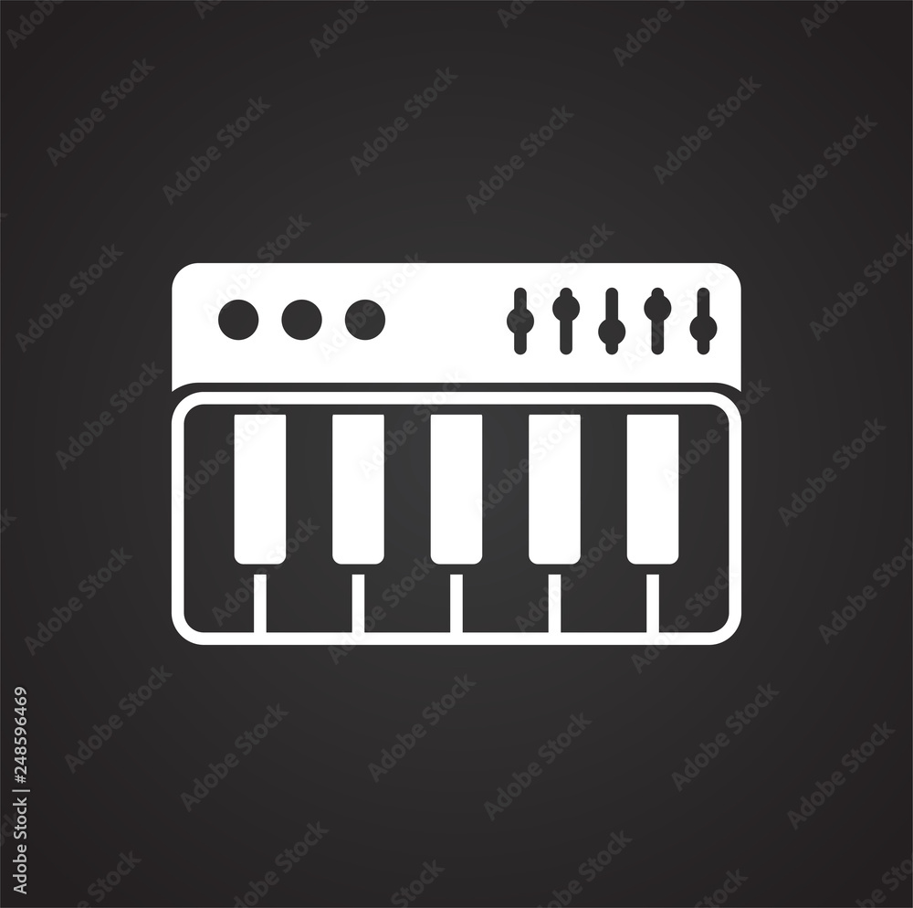 Poster synthesizer icon on black background for graphic and web design, modern simple vector sign. internet