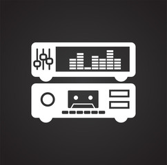 Cassette player icon on black background for graphic and web design, Modern simple vector sign. Internet concept. Trendy symbol for website design web button or mobile app