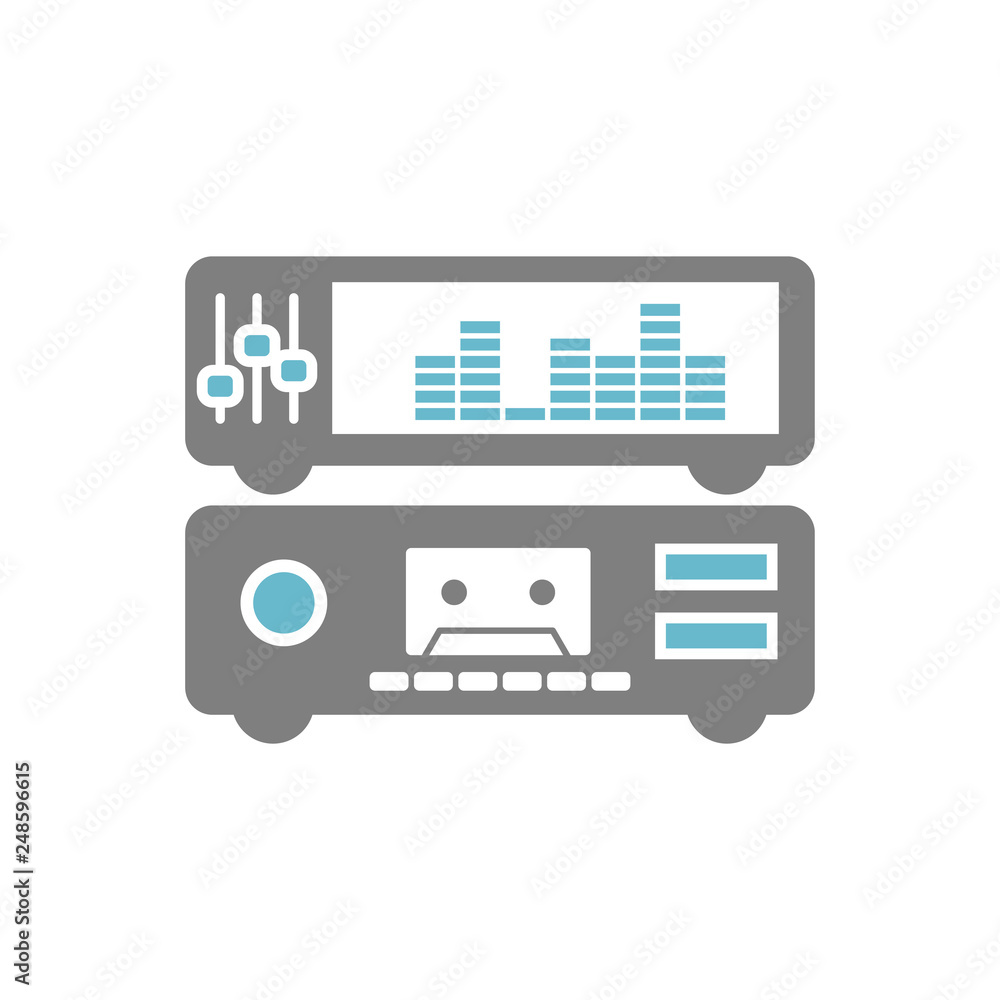 Poster cassette player icon on white background for graphic and web design, modern simple vector sign. inte