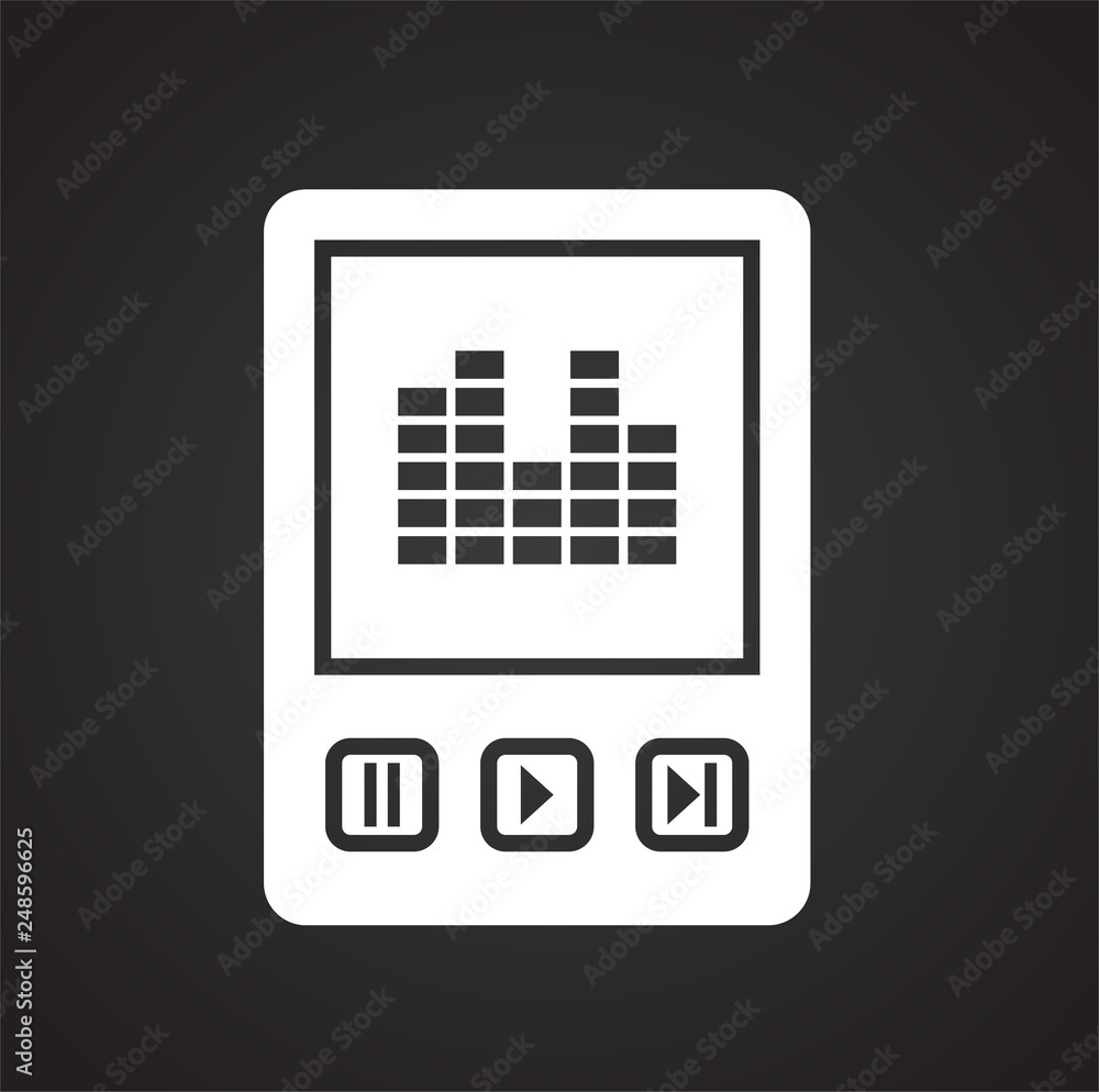 Poster digital player icon on black background for graphic and web design, modern simple vector sign. inter