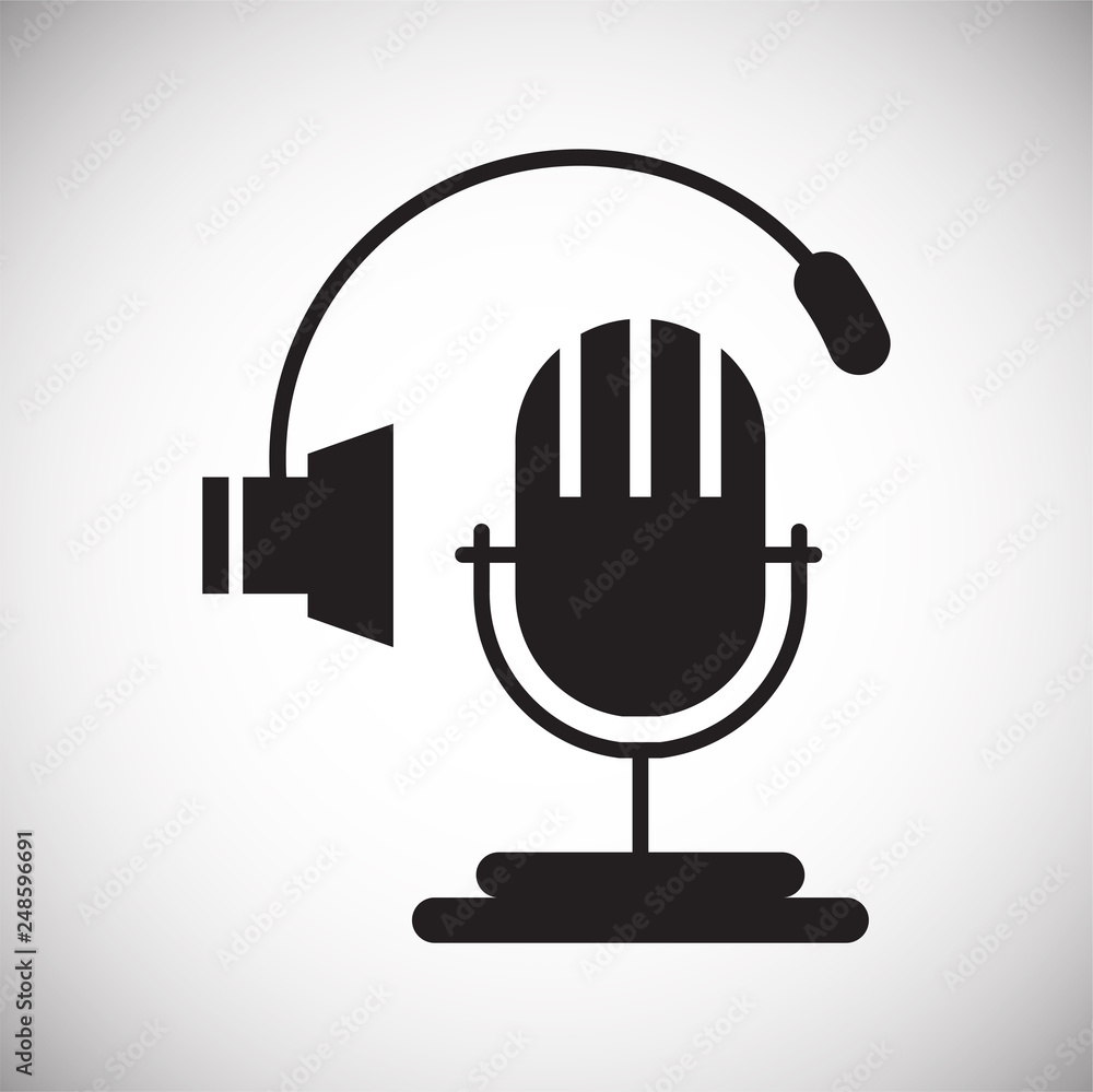 Poster microphone icon on white background for graphic and web design, modern simple vector sign. internet 