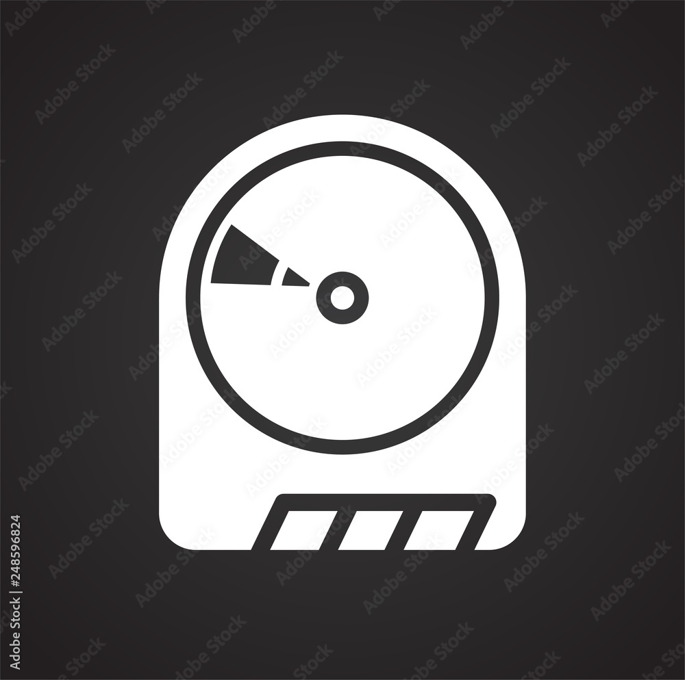 Poster disc player icon on black background for graphic and web design, modern simple vector sign. internet
