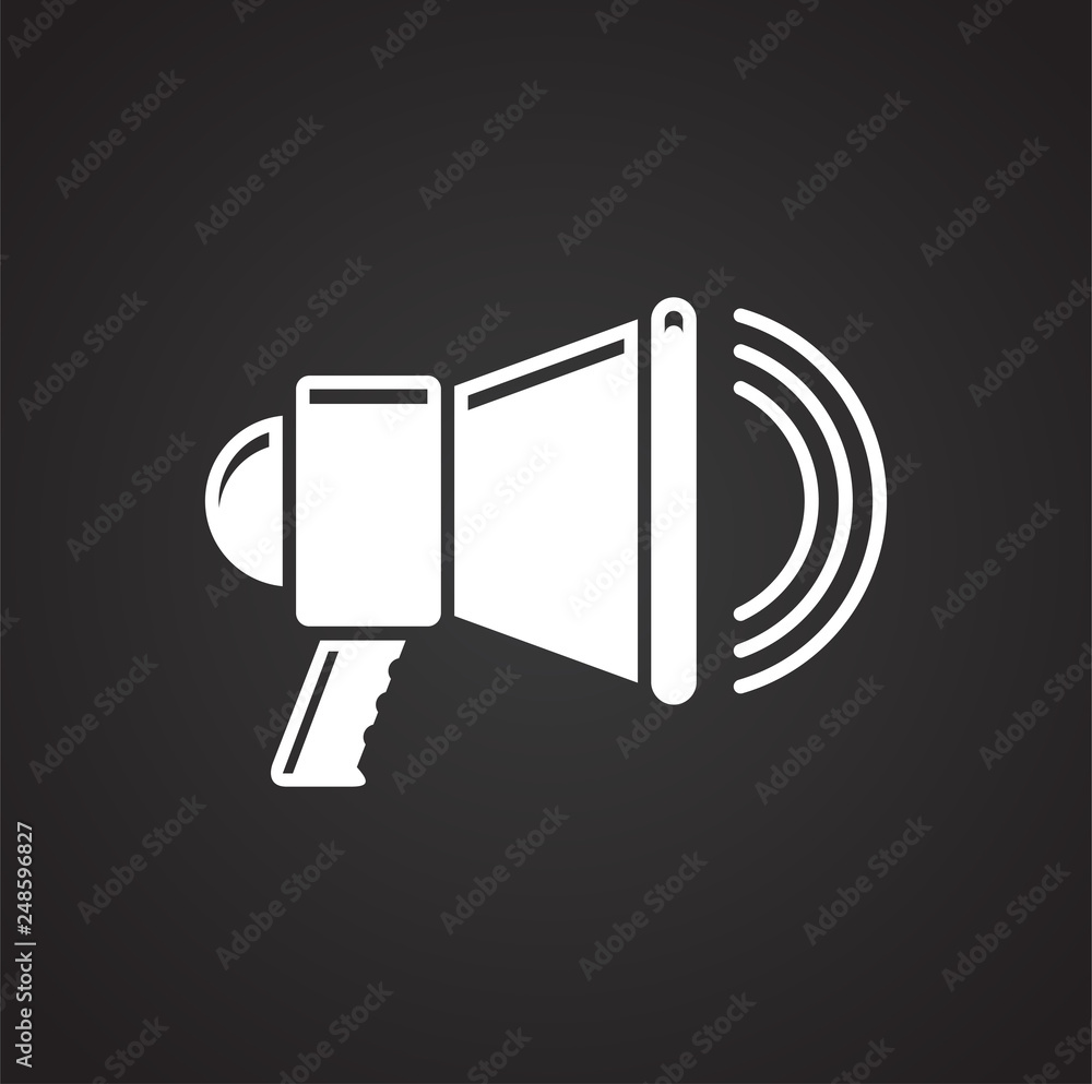 Poster megaphone icon on black background for graphic and web design, modern simple vector sign. internet c