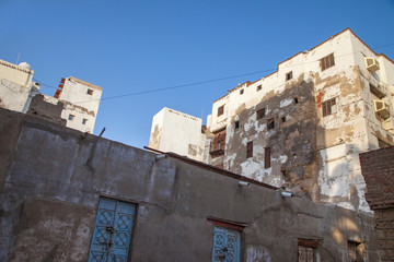 Old city in Jeddah, Saudi Arabia known as Historical Jeddah. Ancient building in UNESCO world heritage historical village Al Balad.Saudi Arabia 