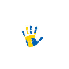 Fototapeta premium Sweden flag and hand on white background. Vector illustration