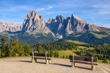 landscape scenic viewpoint of  Alpe di Suisi , famous travel location Dolomite Alps, Italy