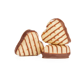 chocolate hearts isolated on white