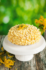 Traditional mimosa cake for Mother's Day