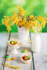 Coconut nests filled with Easter eggs