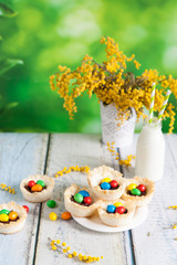 Coconut nests filled with Easter eggs