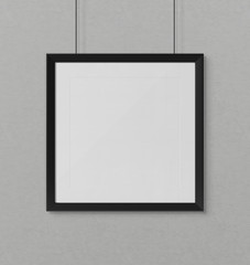 Black squared frame hanging mockup 3d rendering