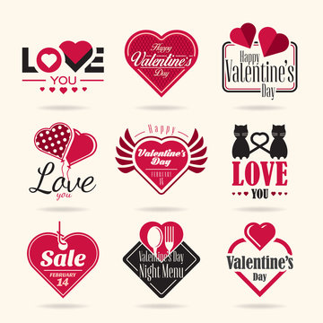 Happy Valentines Day vector icon set