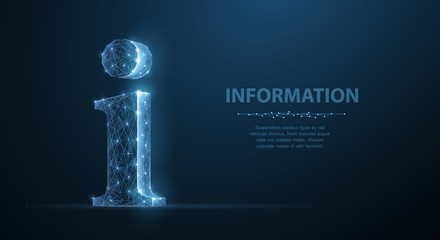 Info. Abstract vector 3d info sign isolated on blue background.