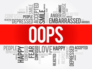 OOPS word cloud collage, social concept background