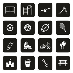 Playground or Park Icons White On Black 