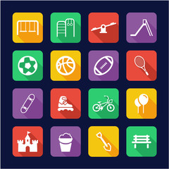 Playground or Park Icons Flat Design 