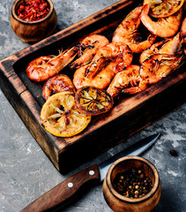 Delicious roasted shrimps