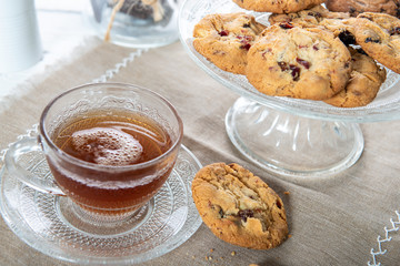 cup of tea with delicious homemade cookies
