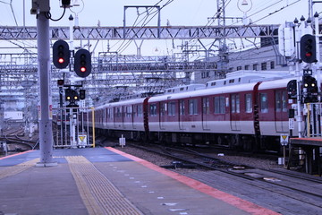 A train running in Japan. Kintetsu train