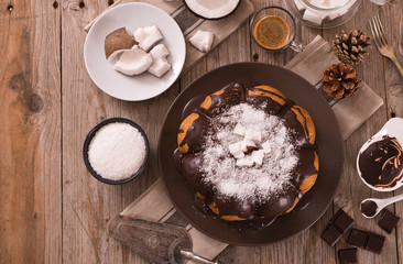 Chocolate coconut cake.