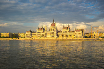 Fototapeta na wymiar Budapest city skyline with Parliament Building and Danube River in Hungary