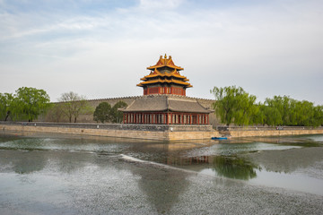 Corner Tower of Forbidden city in Beijing, China