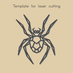   Template animal for laser cutting. Abstract geometric spider for cut. Stencil for decorative panel of wood, metal, paper. Vector illustration.