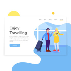 Travelling on board Home Landing Page User Interface Design Illustration