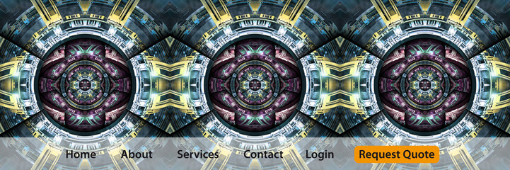 3D render collection of wide abstract web headers