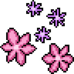 Obraz premium vector pixel art flower set