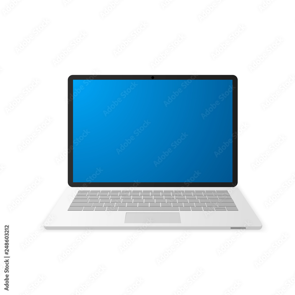 Poster laptop with empty screen. notebook icon. vector illustration