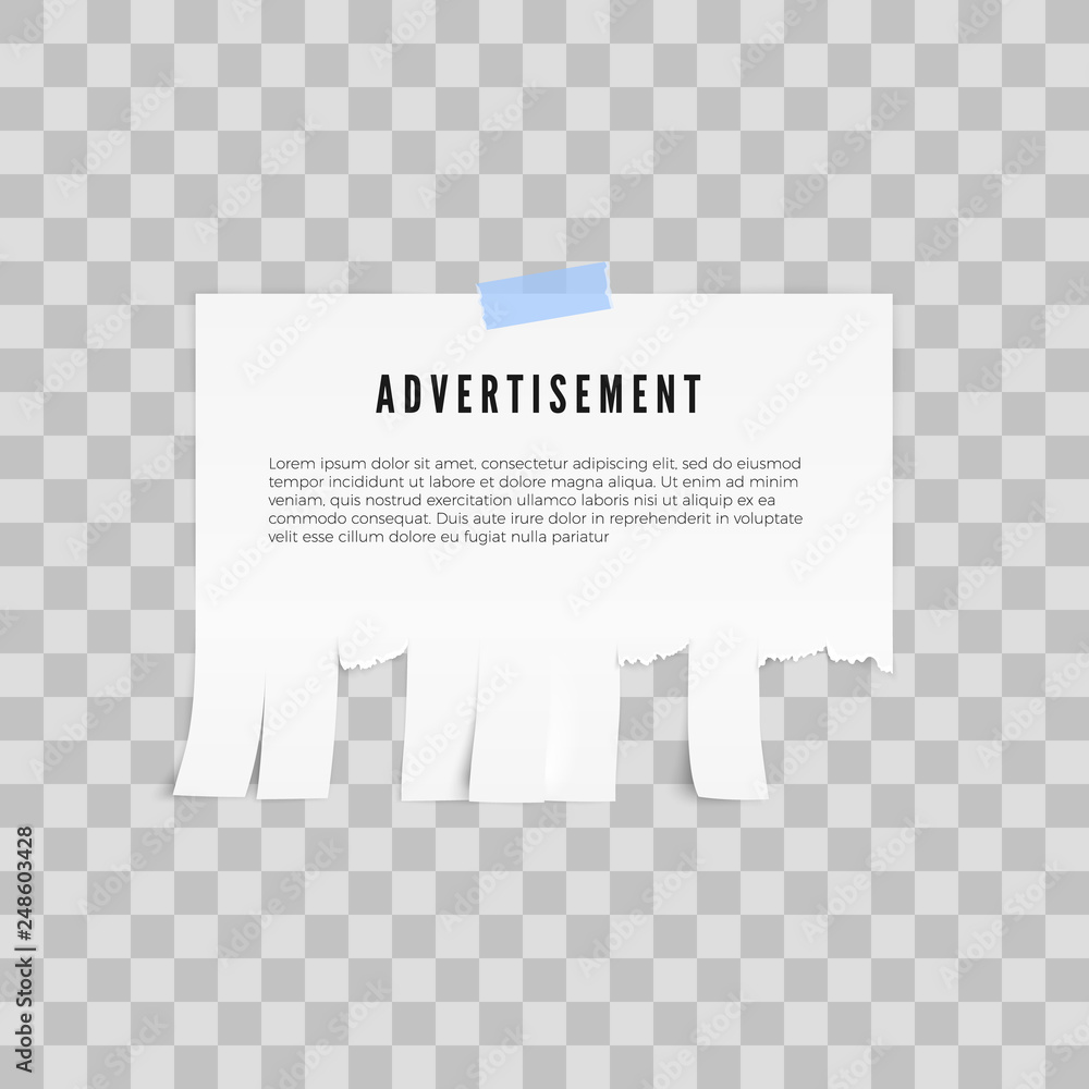 Poster tear-off paper template. advertisement template with copy space for text. vector illustration isolat