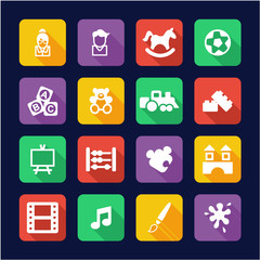 Kindergarten or Day Care Icons Flat Design