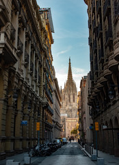 Fototapeta premium Catedral en el barrio gótico de Barcelona: una visión de la arquitectura gótica en la ciudad