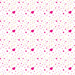 Pink Hearts circle on White Background. Valentine s Day Pattern. Romantic Scattered Hearts Cute Texture. Love. Sweet Moment. Cards, Banners, Posters, Flyers, Sales, Brochure, Wallpaper.