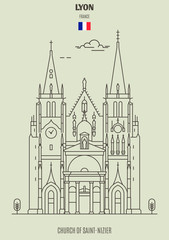 Church of Saint-Nizier in Lyon, France. Landmark icon