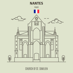 Church of St. Similien in Nantes, France. Landmark icon