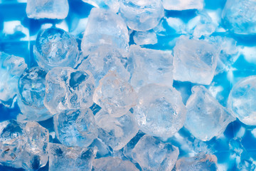 Natural ice cubes from the top background