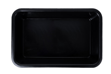 black plastic food box isolated on white background