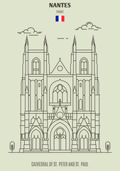 Fototapeta premium Cathedral of St. Peter and St. Paul in Nantes, France. Landmark icon