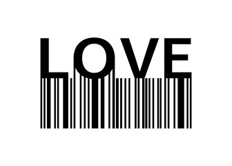 Love slogan with barcode. Print Love for your design. Banner or poster Love with barcode