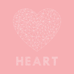 Abstract Heart in triangulation on Pink background. Vector heart icon