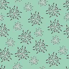 Fototapeta na wymiar Floral background of stylized crystals and snowflakes. Greeting Cards, tile bedding.