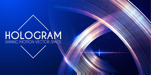 Hologram. Abstract Background with Motion Lights. Shining Space.