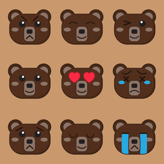 cartoon bear brown face emotion
