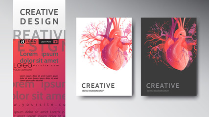 Template cover flyer Mock-up heart art illustration vector