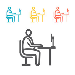 Office worker. Obesity man line icon. Vector sign for web graphics.